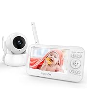 Baby Monitor, UOKIER 5" Video Baby Monitor with Camera and Audio, 1080P HD Baby Camera, 5200 mAh Battery, 1000ft Range, 2-Way Audio, Auto Night Vision, Temperature Monitoring, Lullabies