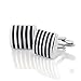 INSTEN 3 in1 For Men Tuxedo Diagonal Ribbed+Black Stripe+Silver Rectangle Cufflinks