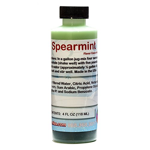Spearmint Shaved Ice and Snow Cone Flavor Concentrate 4 Fl Ounce Size