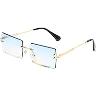 Long Keeper Gafas de sol rectangulares sin montura UV400 Gafas cuadradas sin marco de moda antideslumbrante para mujer