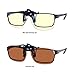 Blue Light Filter Clip On Glasses,Shileded Blue Light Blocking Computer/Gamer Glasses Flip Up Anti Eye Strain UV Protection with Amber Tint Lens-FDA Registered(Yellow+Brown)