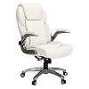 AmazonCommercial Ergonomic High-Back Bonded Leather Executive Chair with Flip-Up Arms and Lumbar Support, Cream