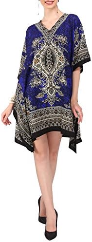 Miss Lavish Women's Midi Kaftan Oversized Kimono Beach Cover up Evening Top Blue