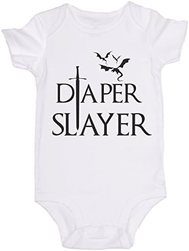 "Diaper Slayer" / Game of Thrones / Cute Baby Onesie Romper Bodysuit (6m, White)