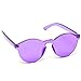 WearMe Pro Colorful One Piece Transparent Round Sunglasses | Fun Rimless Glasses for Women and Men | Retro Festival Sunnies