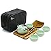 June Fox 8 Pcs Portable Travel Tea Set Vintage Chinese/Japanese Style Porcelain Handmade Kung Fu Tea Set with a Travel Bag (4 Cups)