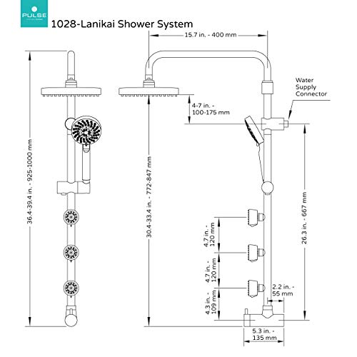 PULSE ShowerSpas 1028CH Lanikai Shower System with 8" Rain Showerhead