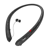 Rioddas Wireless Headphones Retractable Earbuds Sport Neckband Bluetooth headphones HD Stereo Bluetooth 4.1 Earphones w/ Mic IPX5 Sweatproof fo Gym Workout Talk Time Up To 15 Hours