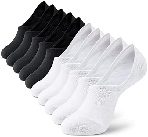 MONFOOT M 10 Pairs Light Soft Cotton No Show Socks Non Slip
