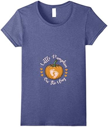 Womens Little Pumpkin On The Way Funny Halloween Pregnancy Shirt Large Heather Blue