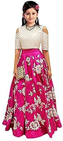 TILUDI Girl's Silk Lehenga Choli (EW2013_K_LEHENGA CHOLI)