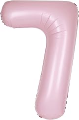 Unique Giant Foil Number 7 Balloon 86 cm Matte Baby Pink