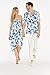 Couple Matching Hawaiian Luau Party Outfit Set Shirt Dress in Day Dream Bloom Men M Women S