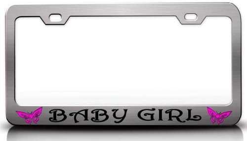 License Plate Covers Baby Girl Butterfly Princess Steel Metal License Plate Frame Ch # 22