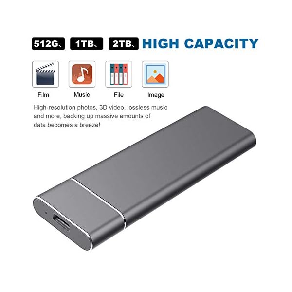 Externe Festplatte 1tb Type C USB 3.1 für PC, Mac, Desktop, Laptop, MacBook, Chromebook (1tb, schwarz) – Bild 5