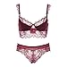 Varsbaby Women's Push Up Embroidery Bras Set Lace Lingerie Bra and Panties, Size 36C, Red