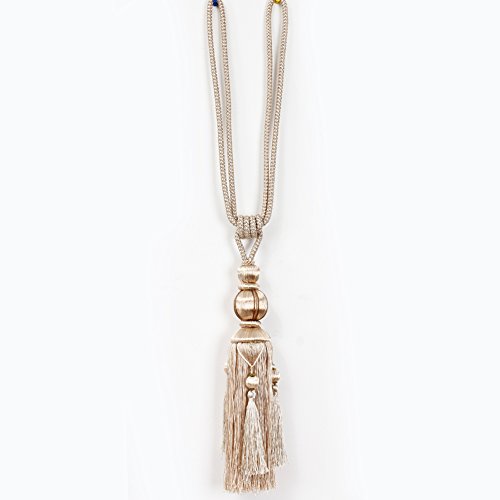 BERTERI 1 Pair Decorative Curtain Rope Tieback with Tassels， Luxury Elegant Brown Curtain Beads Tassels Holdback Window Treatment Accessories - Thumbnail 5