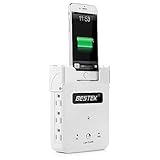 BESTEK 6-Outlet Wall Mount Surge Protector with 5.2A 4 USB Charging Station and Phone Charging Dock