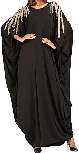 sinnu Women Maxi Dress Cocktail Gown Bat Sleeve Dubai Robe Jalabiya Abaya  One Size Black, Black, One size price in Saudi Arabia | Amazon Saudi Arabia  | kanbkam