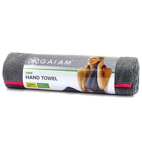 Gaiam Yoga Hand Towel, Grey/Pink