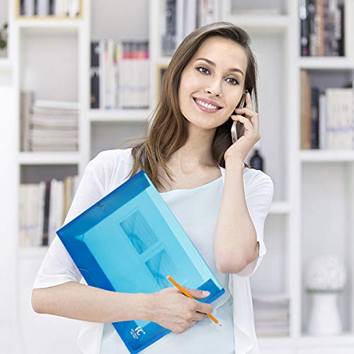 HC Eco-Friendly Plastic File Folders Clear Premium Poly Envelope Folder with Elastic Tape and Card Slot, Durable & Waterproof Great for Office, Home, School Organization - Blue - Thumbnail 6
