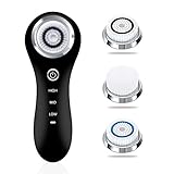 Hangsun Facial Cleansing Brush Sonic Facial Brush SC200 Face Brushes for Cleansing and Exfoliating Waterproof Facial Exfoliator with 3 Replacement Heads(Black)
