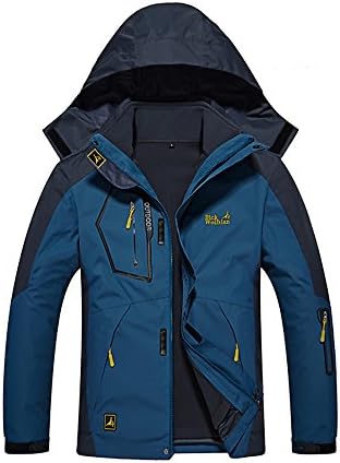 Men's Windproof Waterproof Ski Jackets Large Size Winter Snowboard Hooded 3-In-4 Breathable Rain Snow Jacket Water Resistant Mountain Fleece Outwear Blue Medium