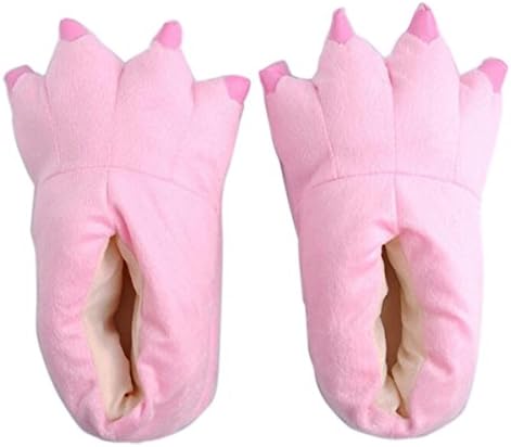 HOTINS Unisex Soft Plush Home Slippers Cosplay Costume Animal Paw Claw Shoes Pink L