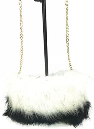 GoodCape ISABELLA Series faux fur two tone color sling bag with gold chain and zipper pocket