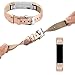 Tobfit Leather Bands Compatible with Fitbit Alta/Alta HR Bands, Genuine Leather Replacement Wristbands, (Tan+Rose Gold, 5.5''-8.1'')