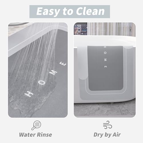 LBOYLOVE Bathroom Mat Set 2 PCS, 50 * 80cm+40 * 60cm+50 * 60cm Toilet Mat Absorbent Quick Drying Mat Silicone Anti Slip Bath Mat Rug Set Floor Door Rubber Kitchen Shower Sink, Light Gray (3 PCS)