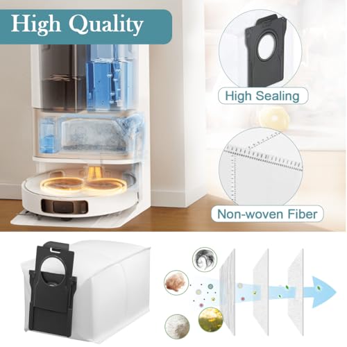 SpeHiate 10 Replacement Dust Bags for Dreame L10s Pro Ultra Heat/ L10s Ultra Gen 2/ X40 Ultra/ L40 Ultra/ X30 Ultra/ X50 Ultra Complete/Mova E30 Ultra Robot Vacuum Cleaner