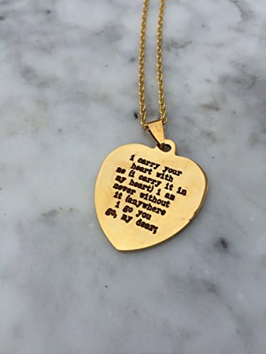 I Carry Your Heart With Me, I Carry It In My Heart, ee Cummings, ee Cummings quote, ee Cummings Necklace, Literary Necklace, Gift for Her