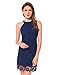 Lamilus Women's Casual Sleeveless Halter Neck Party Lace Mini Dress,Navy Blue,Small