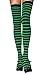 Raylarnia Women's Extra Long Opaque Striped Over Knee High Stockings Socks (Black/Green Strips)