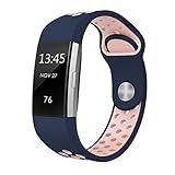 SWEES Silicone Sport Bands Compatible Fitbit Charge 2, Breathable Sport Replacement Bands with Air Holes Small & Large (5.7
