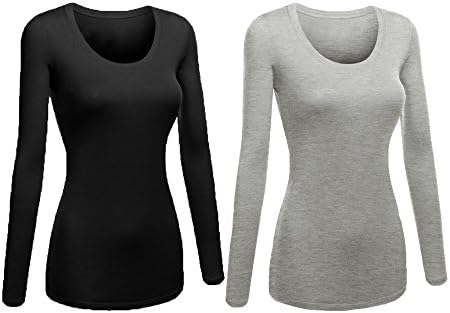 EmmaliseWomen's Basic Athletic Fit Tshirt Long Sleeves Round Crew Neck Tee