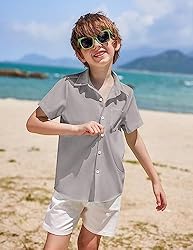 COOFANDY Toddler Boys White Button Down Shirt Kids