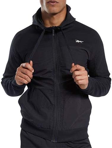 Amazon リーボック メンズ トレーニングウェア Ts Knit Woven Fz Hoodie ブラック Ijm85 Fs8487 フィットネス トレーニング スウェット パーカー 通販