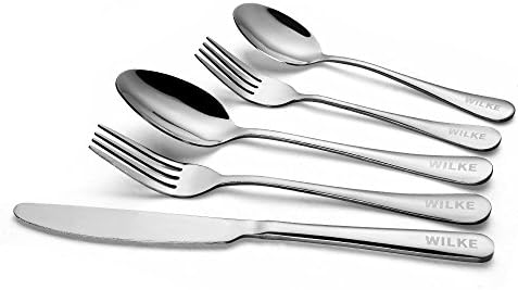 Flatware Set,20 Piece fork spoon knife Set,Sevice for 4,Heavy Duty 18/10 Stainless Steel,WILKE