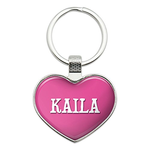 Metal Keychain Key Chain Ring Pink I Love Heart Names Female K Ka - Kaila