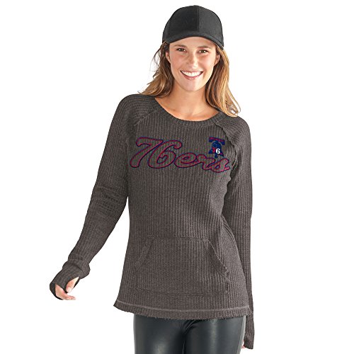 GIII For Her NBA Philadelphia 76Ers Adult Women Off Season Pull Over, X-Large, Charcoal Grey