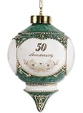 Happy 50th Wedding Anniversary Jewel Victorian 4.5 Inch Ball Hanging Ornament