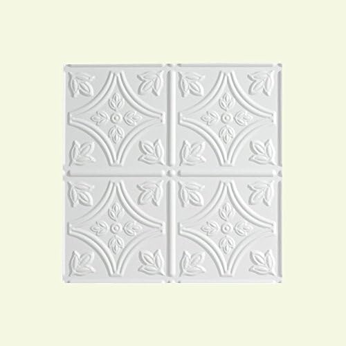 Fasade Traditional 1 Gloss White Lay In Ceiling Tile/Ceiling Panel - Fast and Easy Installation (12" X 12" Sample)