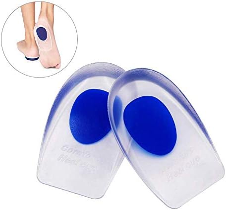 Silicone Gel Heel Cups, Shoe Inserts Silica Gel Pads Insole for Plantar Fasciitis, Bone Spurs Pain Relief, Sore Heel Pain, Achilles Pain and Foot Care (Blue US Men's 10-13)