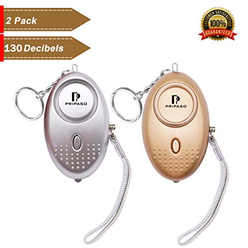 Personal Alarm, 130Db Personal Security Alarm Keychain with LED Flashlight Portable Safety Alarm for Women Children Shopping Traveling Jogging, as a Bag Decoration (Gold Silver)