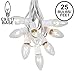 Novelty Lights Clear Hanging Incandescent Christmas String Lights - Retro Traditional C9 Indoor/Outdoor Light Set w/ 25 Mini Bulbs for Roof Lines, Patios (White Wire, 25' Long)