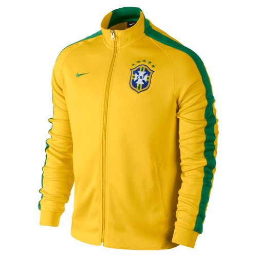Nike Brasil CBF N98 Authentic Men's Track Jacket Varsity Maize/Pine Green 589852-703 (Size: L)