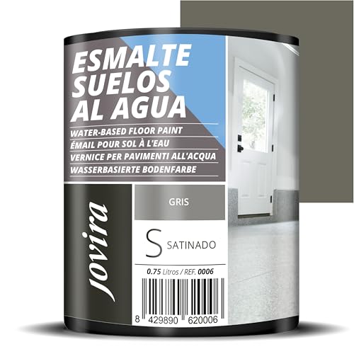 JOVIRA PINTURAS Smalto per pavimenti con acqua. Specialmente per i pavimenti di garage, magazzini, palestre, lavanderie, campi da gioco, campi sportivi, ecc. (750 Millilitri, Grigio)