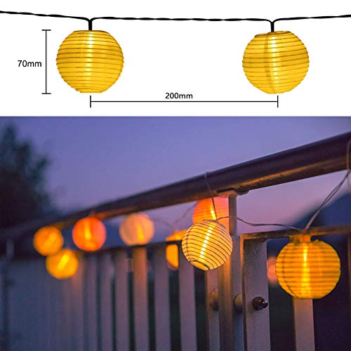 Lezonic Solar Lichterkette Lampion Außen, 8 Meter 30 LED Laternen 8 Modi Wasserdicht Solar Beleuchtung für Garten… – Bild 3